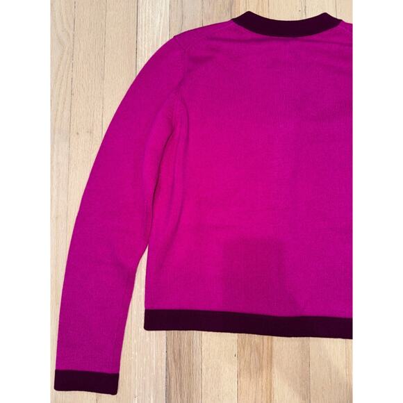 Chanel 20A Purple Pink Cashmere Gold CC Logo Long Sleeve Cardigan Sweater 38 - Picture 9 of 11